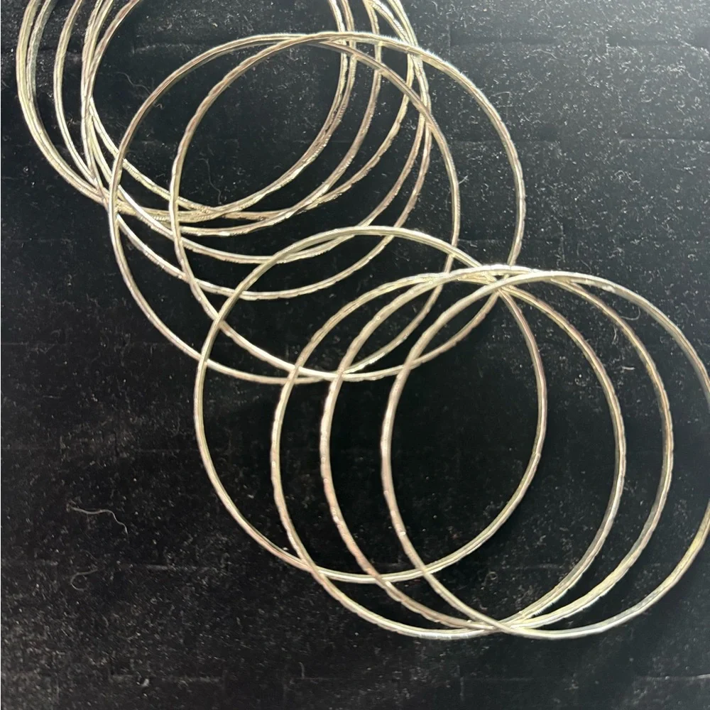 11‎ Stack Silver Tone Bangle Set